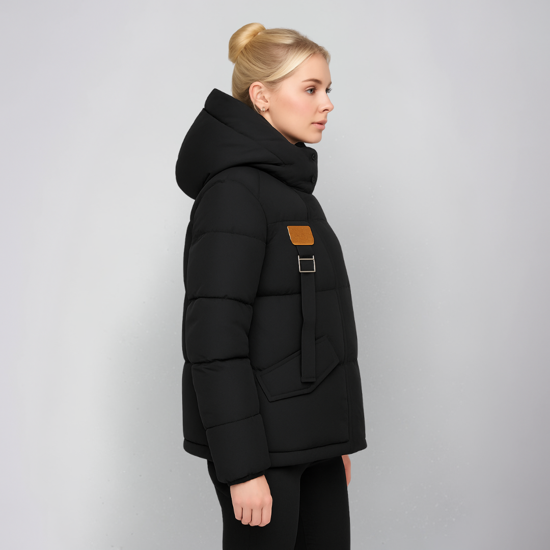 Warm Women's Parka Coat with Lace Details