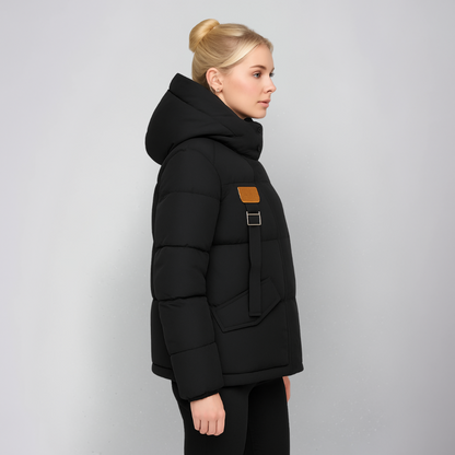 Warm Women's Parka Coat with Lace Details