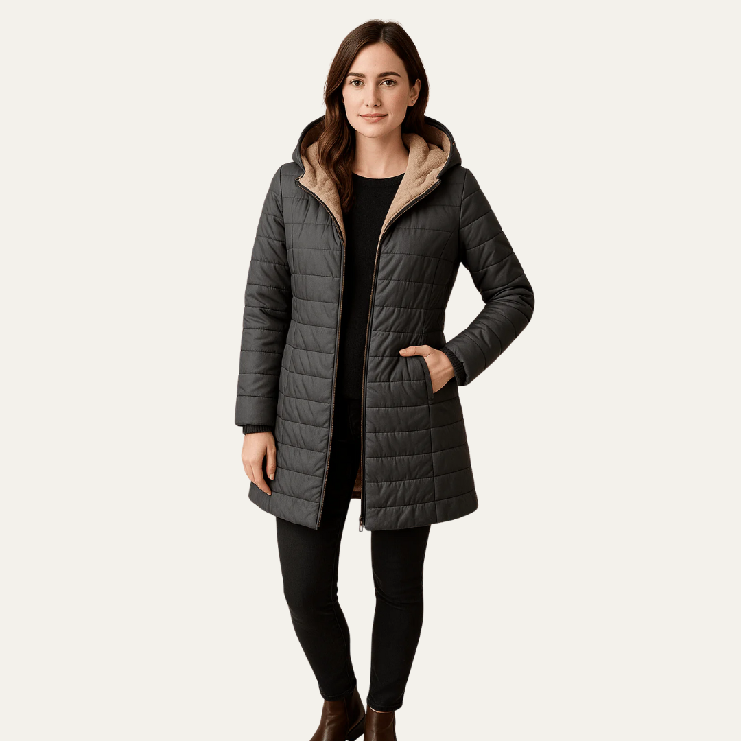 Warm Insulated Mid Length Puffer Jacket