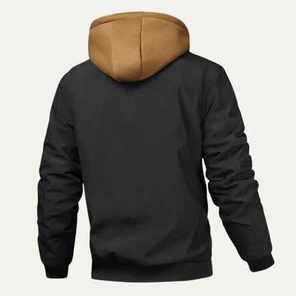 Warm Men's Fleece Lined Hooded Bomber Coat
