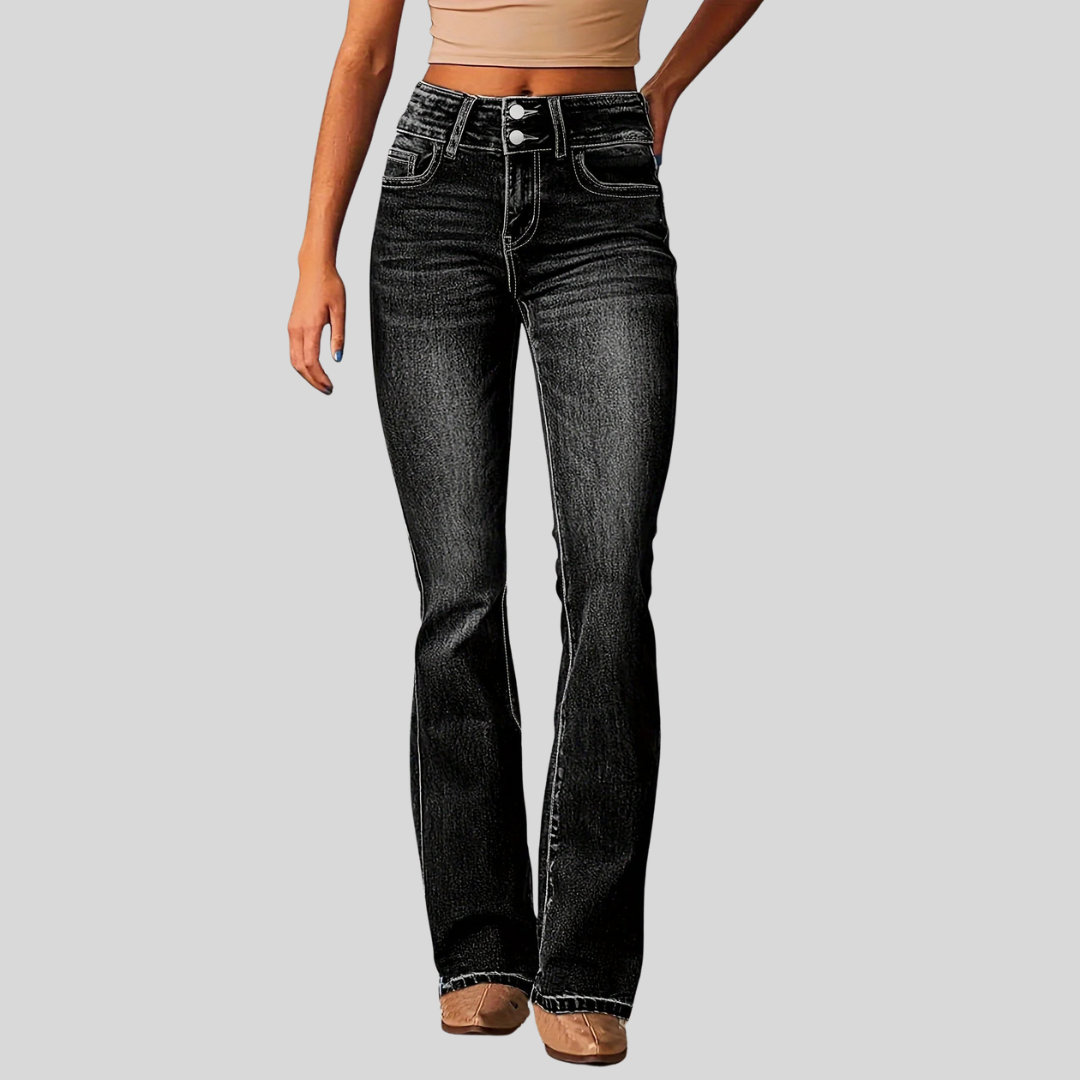 Trendy High Waisted Wide Leg Jeans