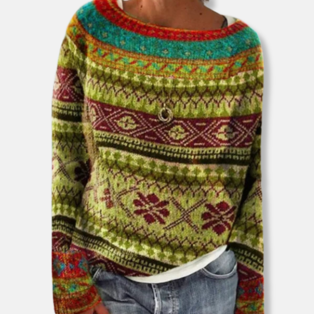Comfortable Loose Fit Sweater | Gradient Tree Pattern Sweatshirt