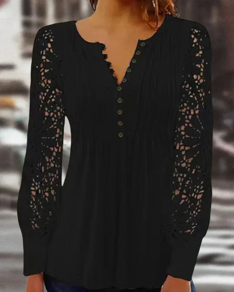 Women's Elegant Long Sleeve Lace Top
