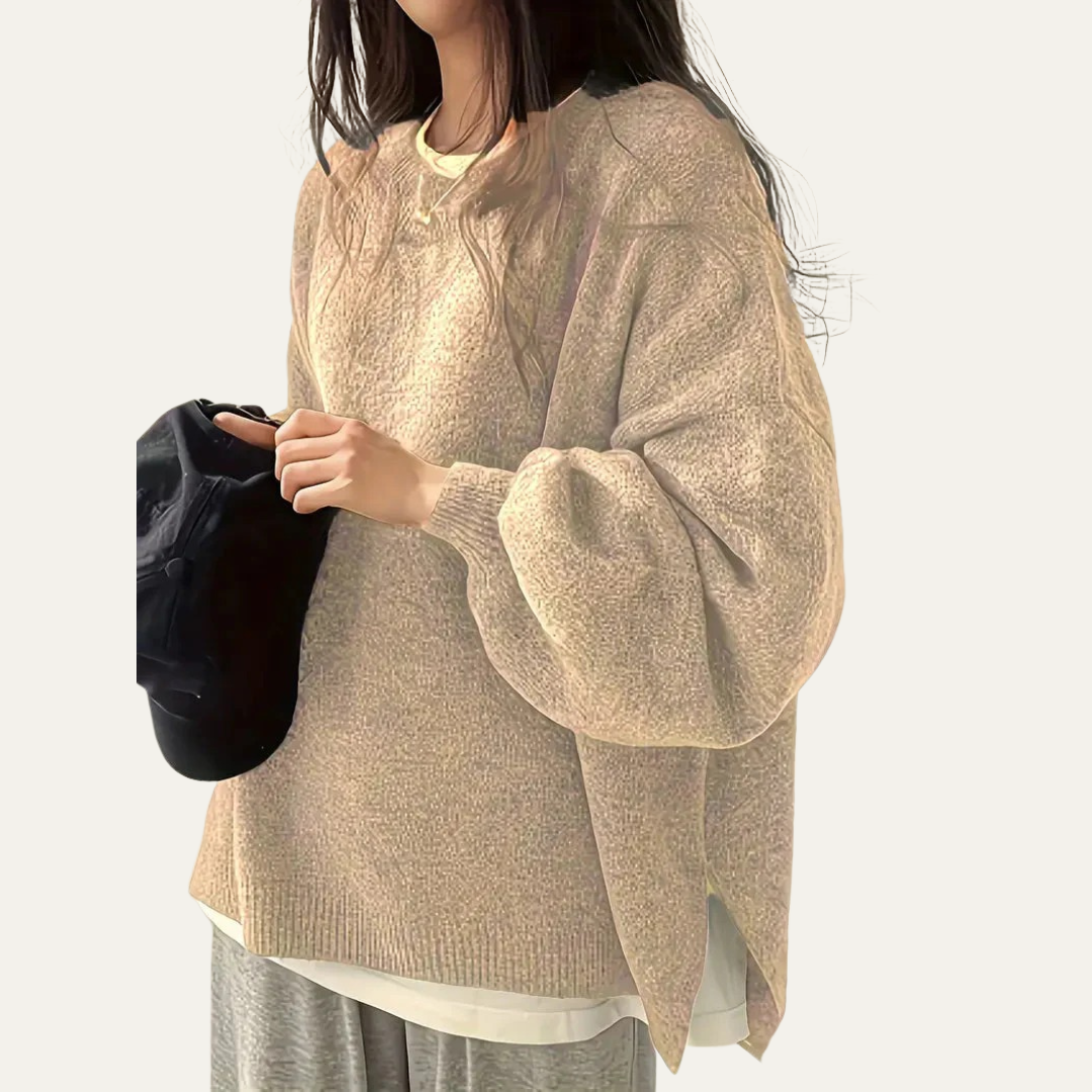 Soft Oversized Crew Neck Knit Sweater