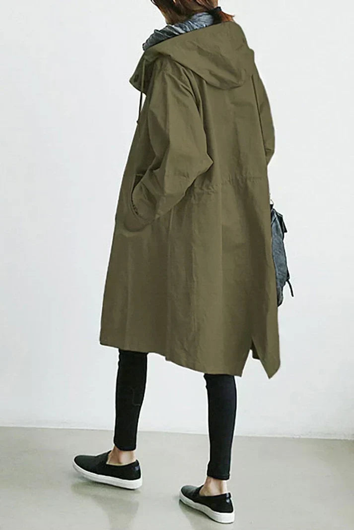 Waterproof Women's Trench Coat with Hood - Long & Warm
