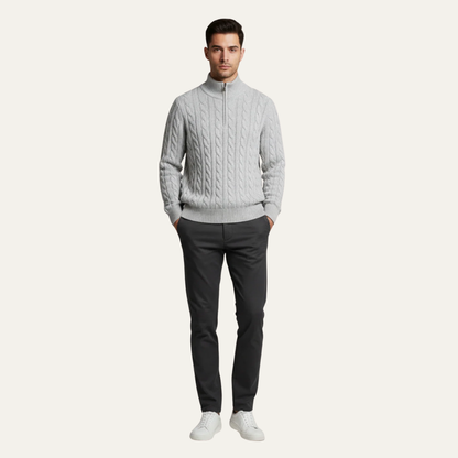 Classic Quarter Zip Fitted Knit Sweater