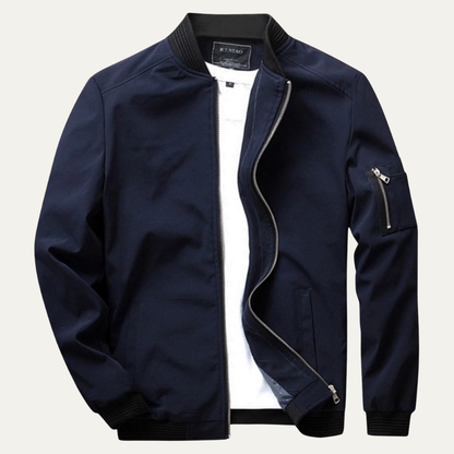 Men's Relaxed Fit Bomber Jacket with Zip Pockets