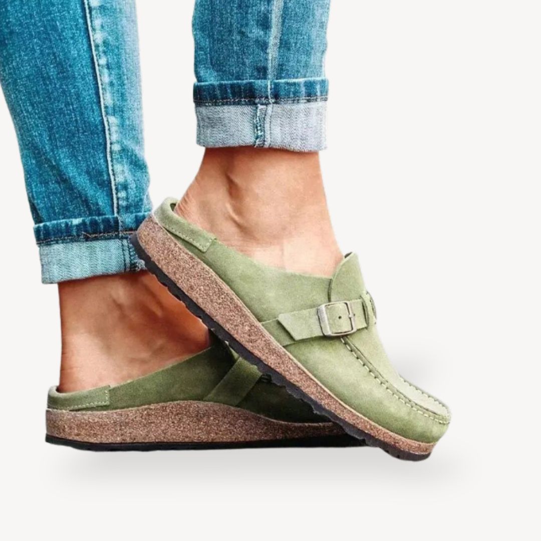 Soft Leather Adjustable Slip On Shoes for Women