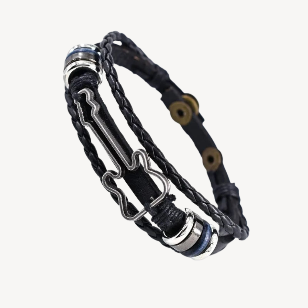 Music Note Leather Wristband
