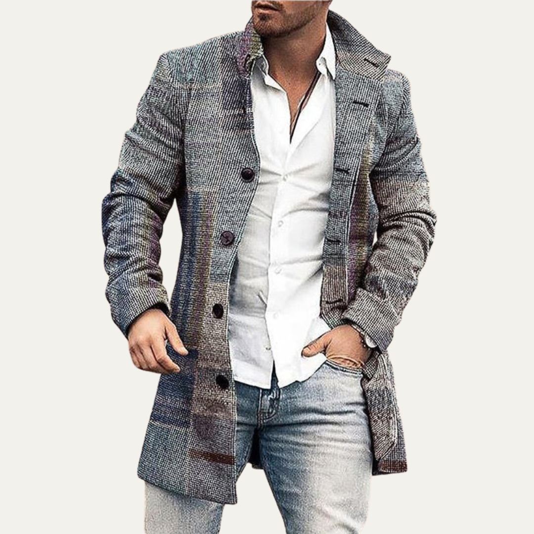 Classic Fit Plaid Wool Winter Coat