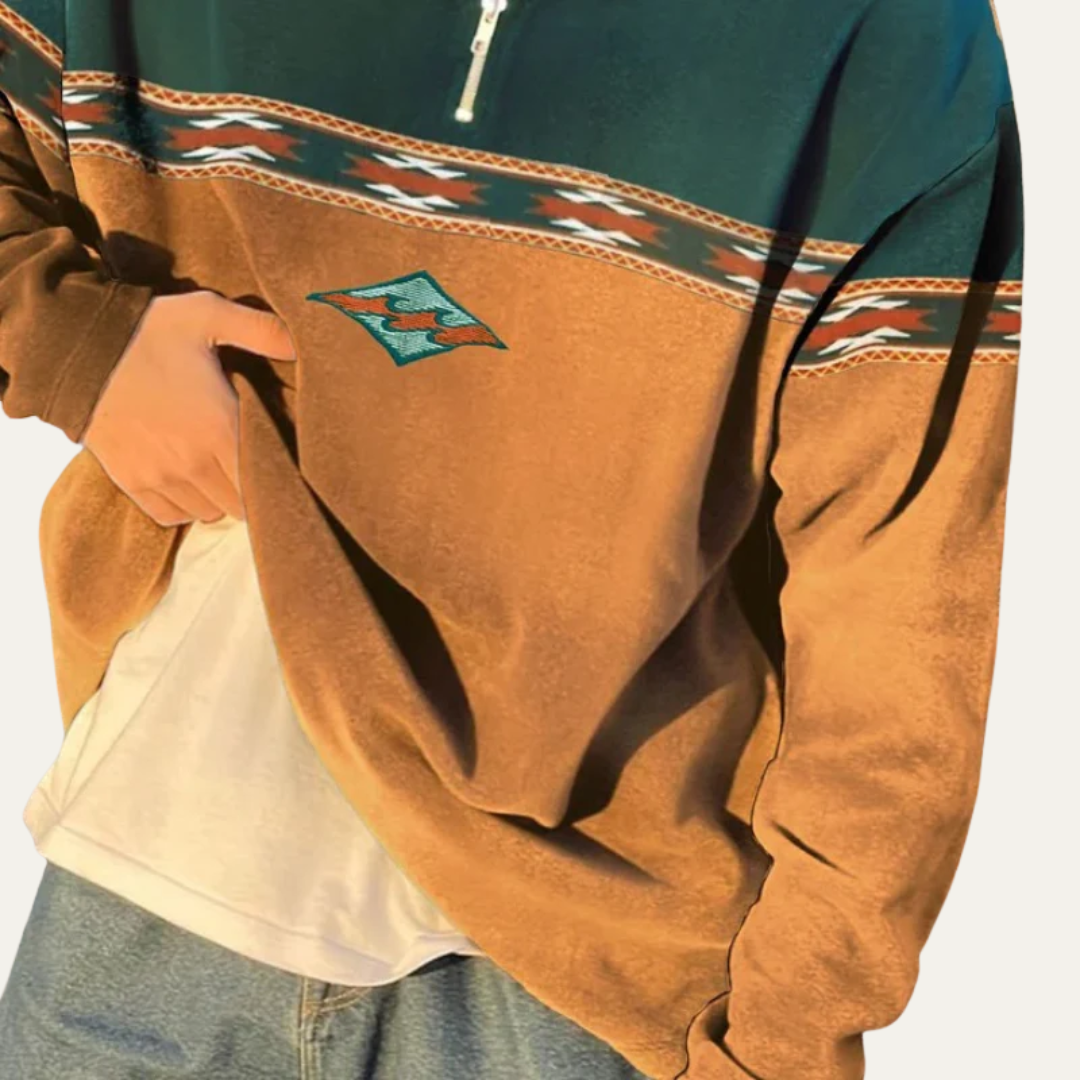 Men's Graphic Quarter Zip Fleece Sweatshirt