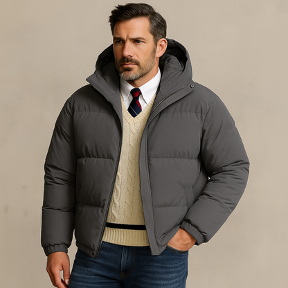 Warm Men's Padded Parka Jacket with Hood