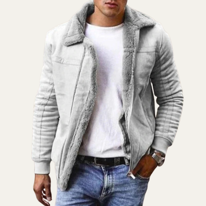 Men's Faux Fur Lined Leather Aviator Jacket
