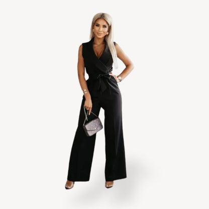 Women's Chic Sleeveless Flowy Wide Leg Jumpsuit - OutfitLondon