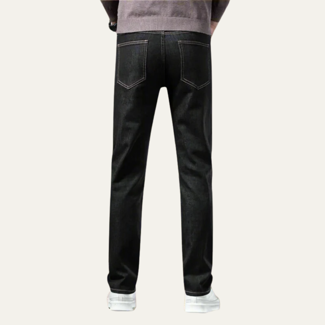 Comfortable Slim Fit Straight Leg Blue Jeans