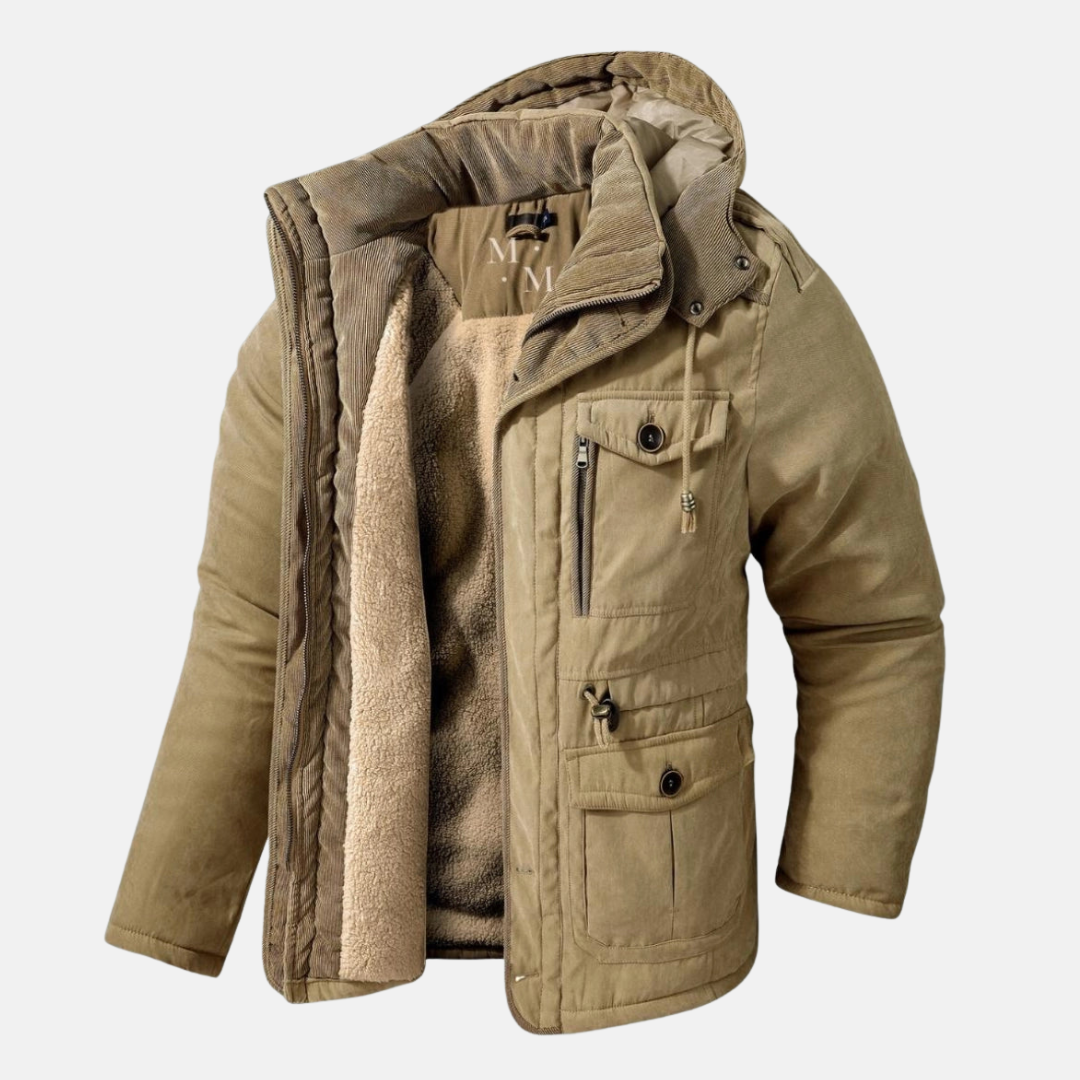 Warm Waterproof Parka Coat with Fleece Lining and Hood