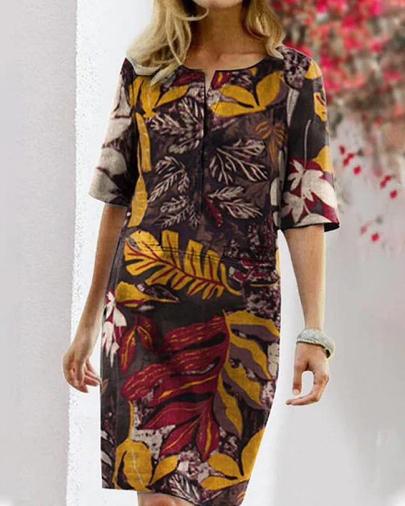 Comfy Floral Summer Dress for Ladies with Short Sleeves
