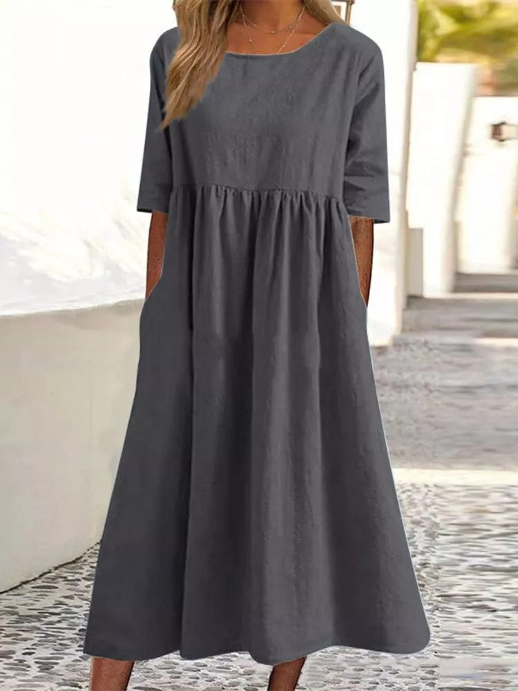 Comfortable Summer Short Sleeve Midi Dress
