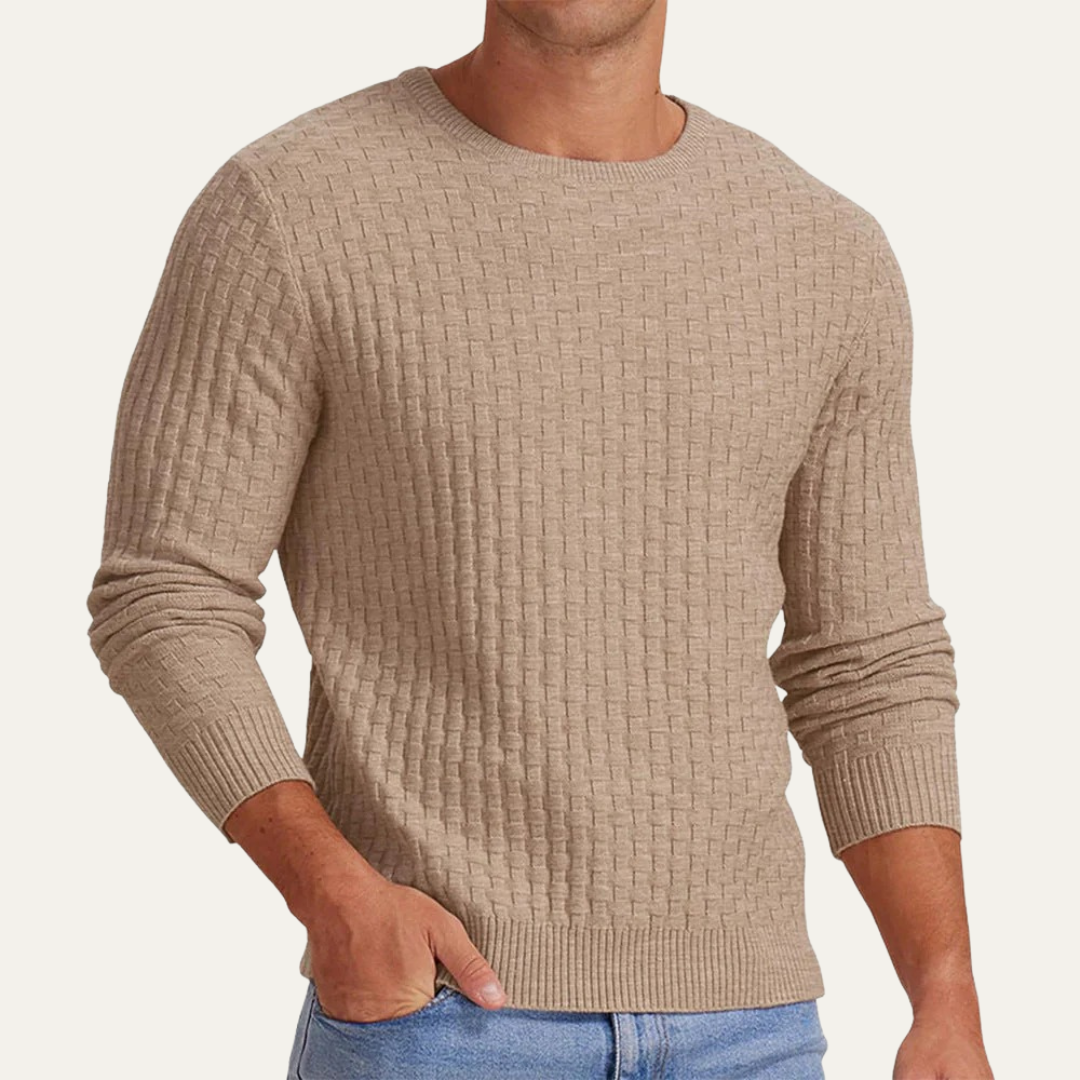 Men's Knit Pattern Crew Neck Sweater