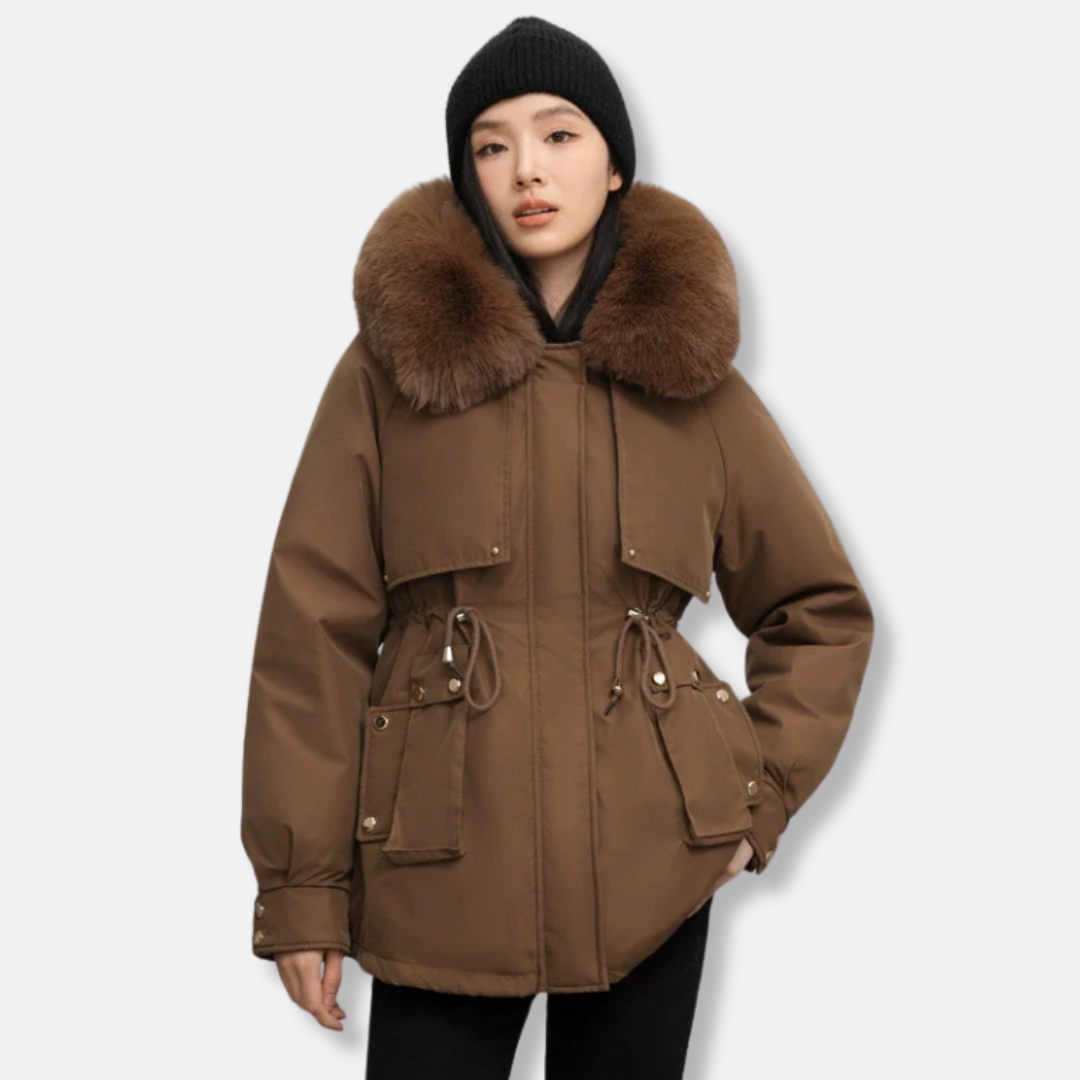 Waterproof Women's Parka Coat with Removable Fur Trim