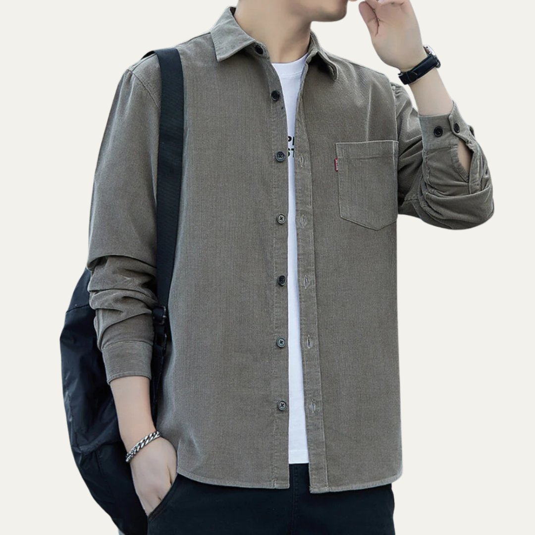 Rugged Textured Button Down Men's Shirt