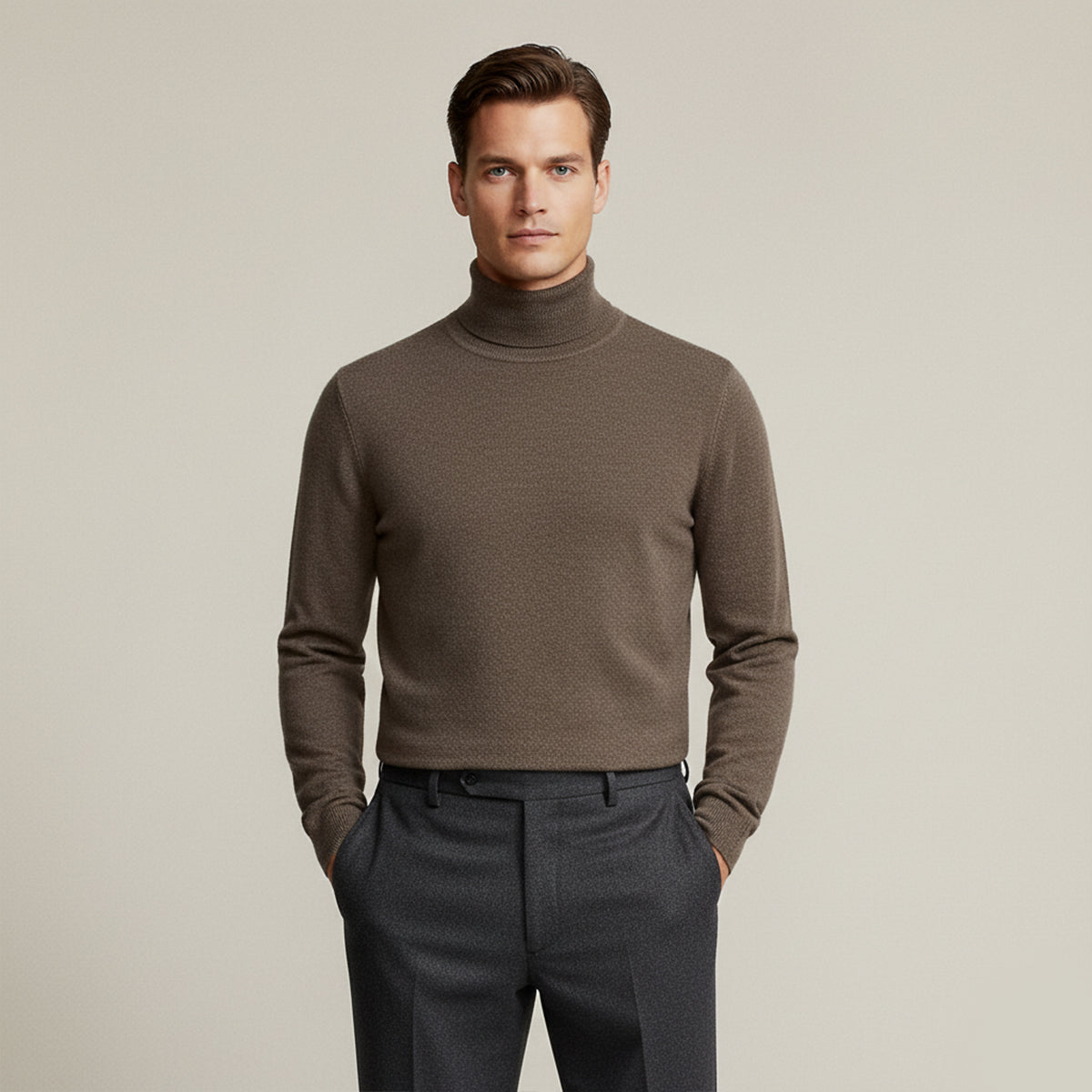 Warm Merino Wool Turtleneck Sweater for Men