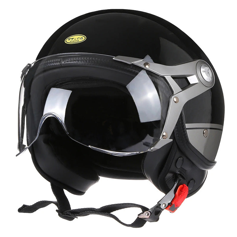 Vintage Style Bike Helmet With Clear Visor
