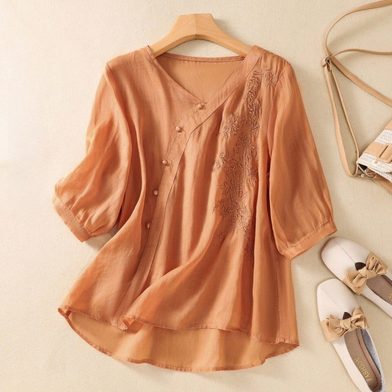 Asymmetrical Button Front Tunic Top