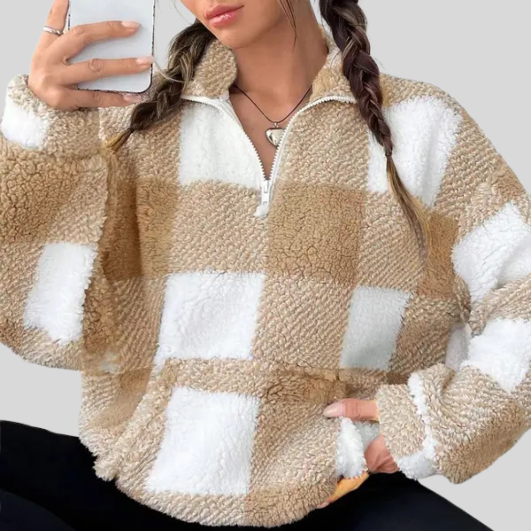 Stylish Plaid Long Sleeve Pullover Sweater