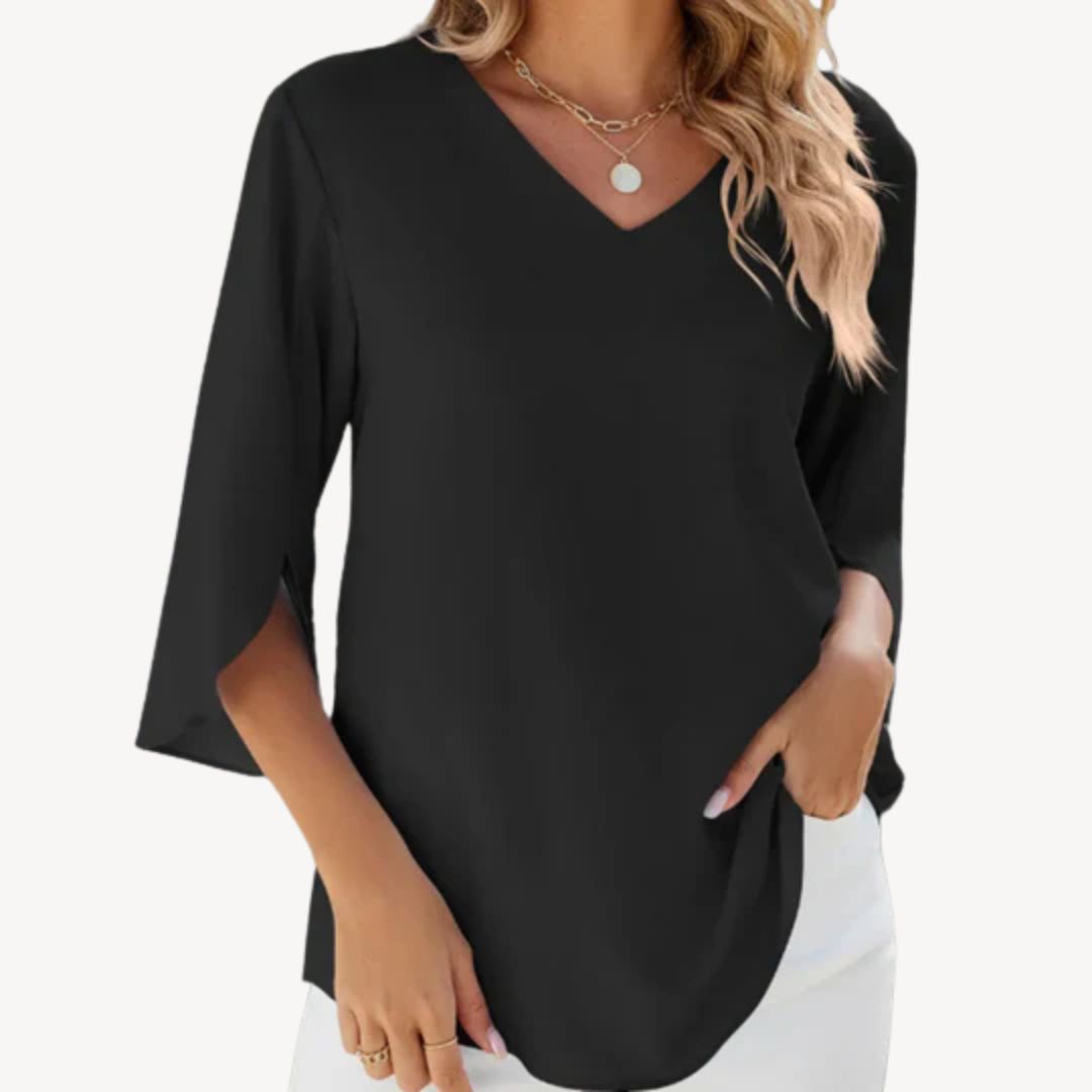 Relaxed Fit V Neck Women's Blouse