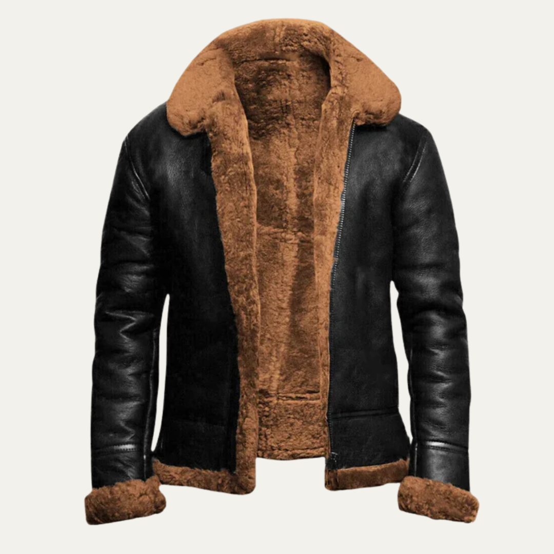 Men's Luxury Faux Leather Aviator Coat