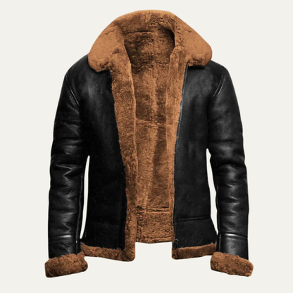 Men's Luxury Faux Leather Aviator Coat