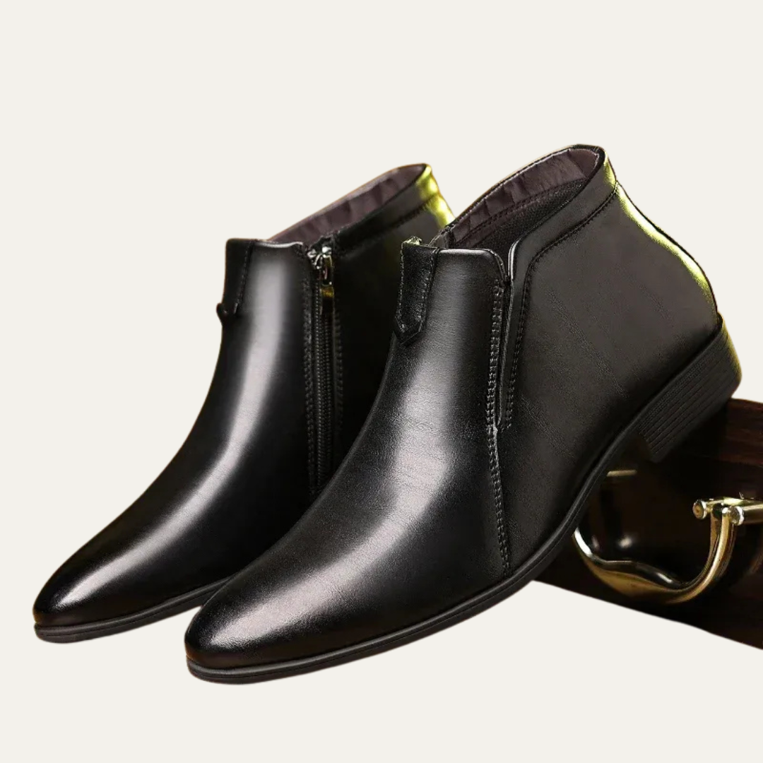 Smart Leather Mens Boots with Side Zip