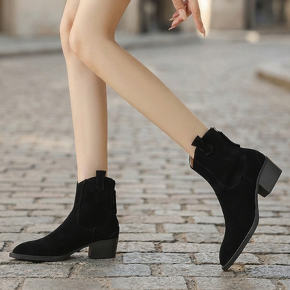 Low Heel Pointed Toe Suede Ankle Boots Women