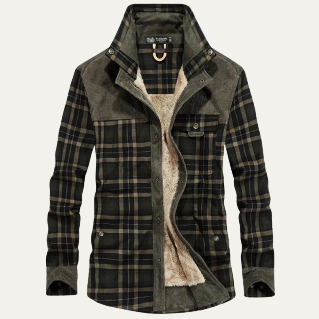 Warm Plaid Fleece Lined Shirt Jacket