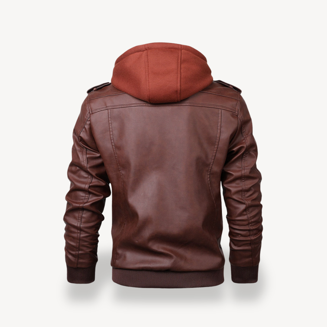 Men's Faux Leather Bomber Jacket