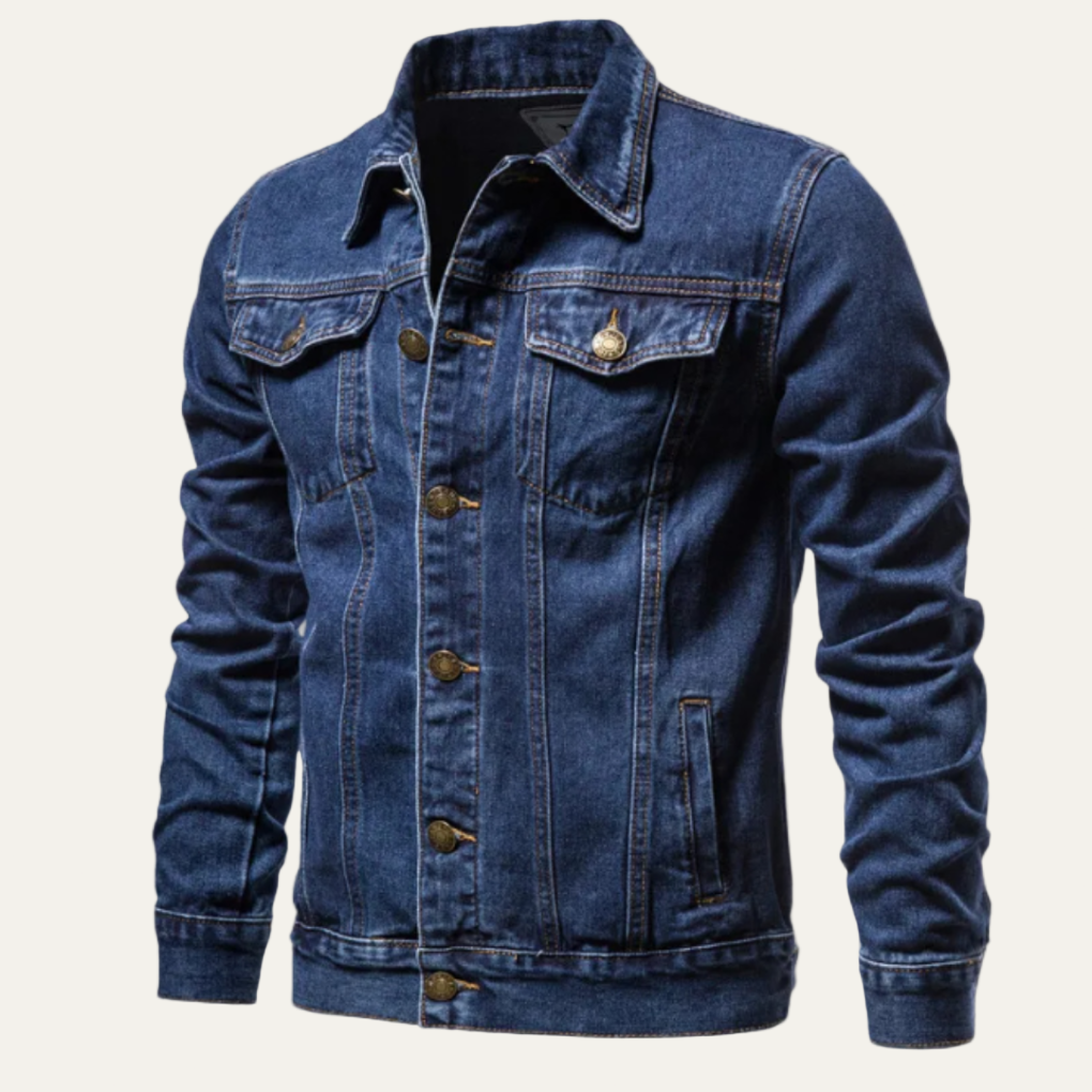 Men's Large Biker Style Denim Jacket