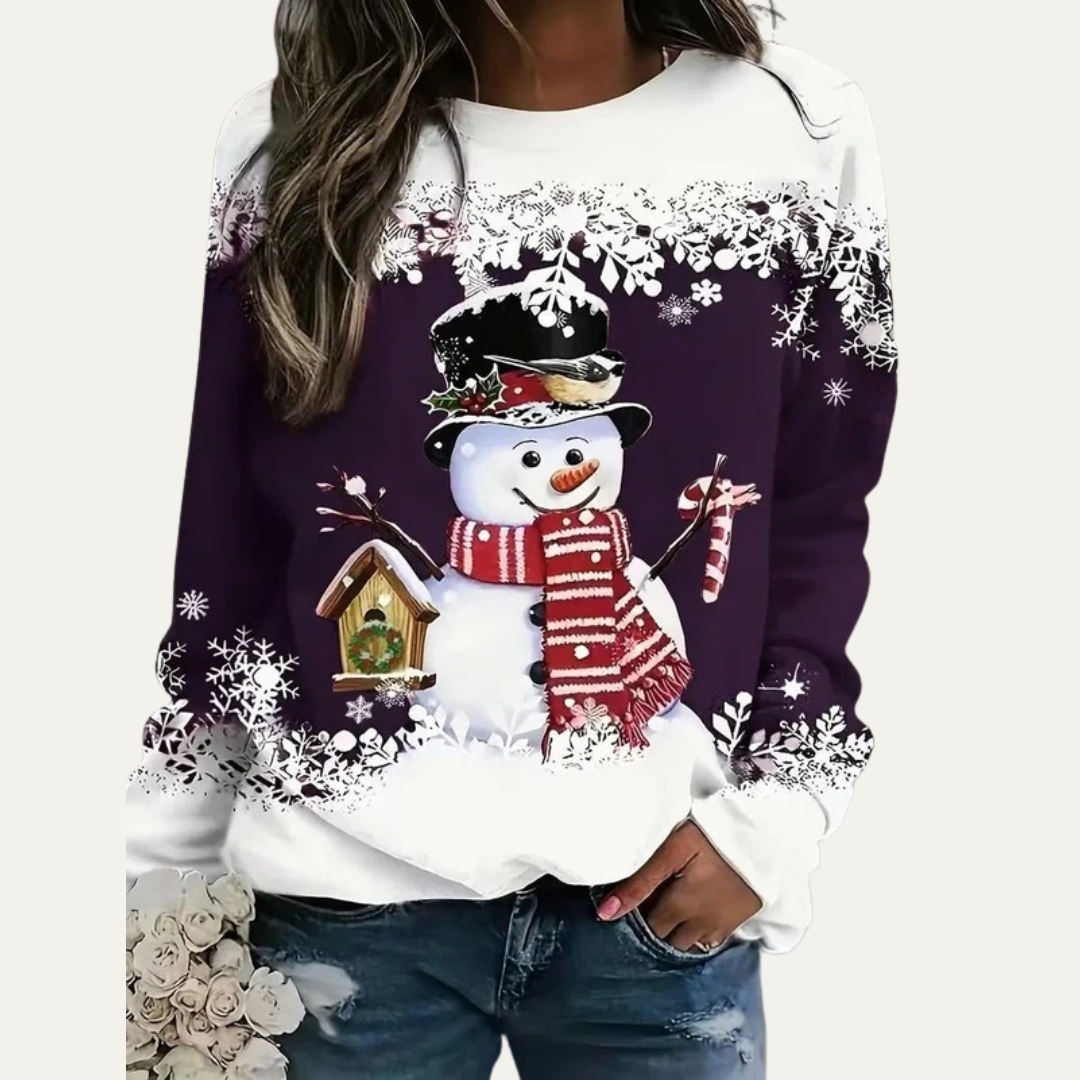 Fun Holiday Snowman Crew Neck Sweater