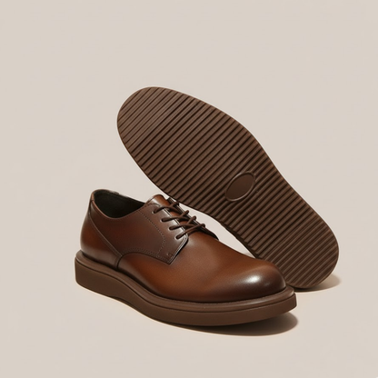 Men's Elegant Leather Oxfords - Smart Round Toe Shoes
