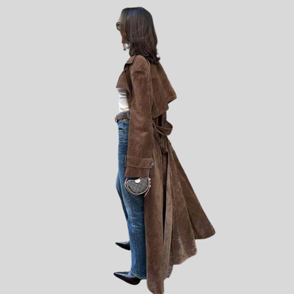 Timeless Luxury Suede Trench Coat