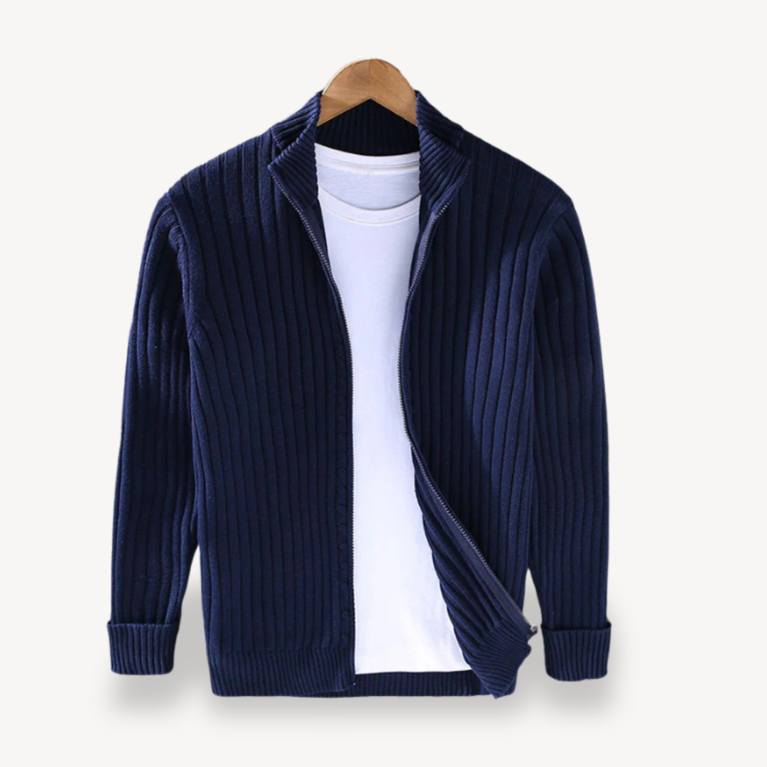 Colorful Crew Neck Zip Up Cardigan Men