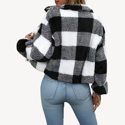 Ladies Faux Fur Flannel Coat