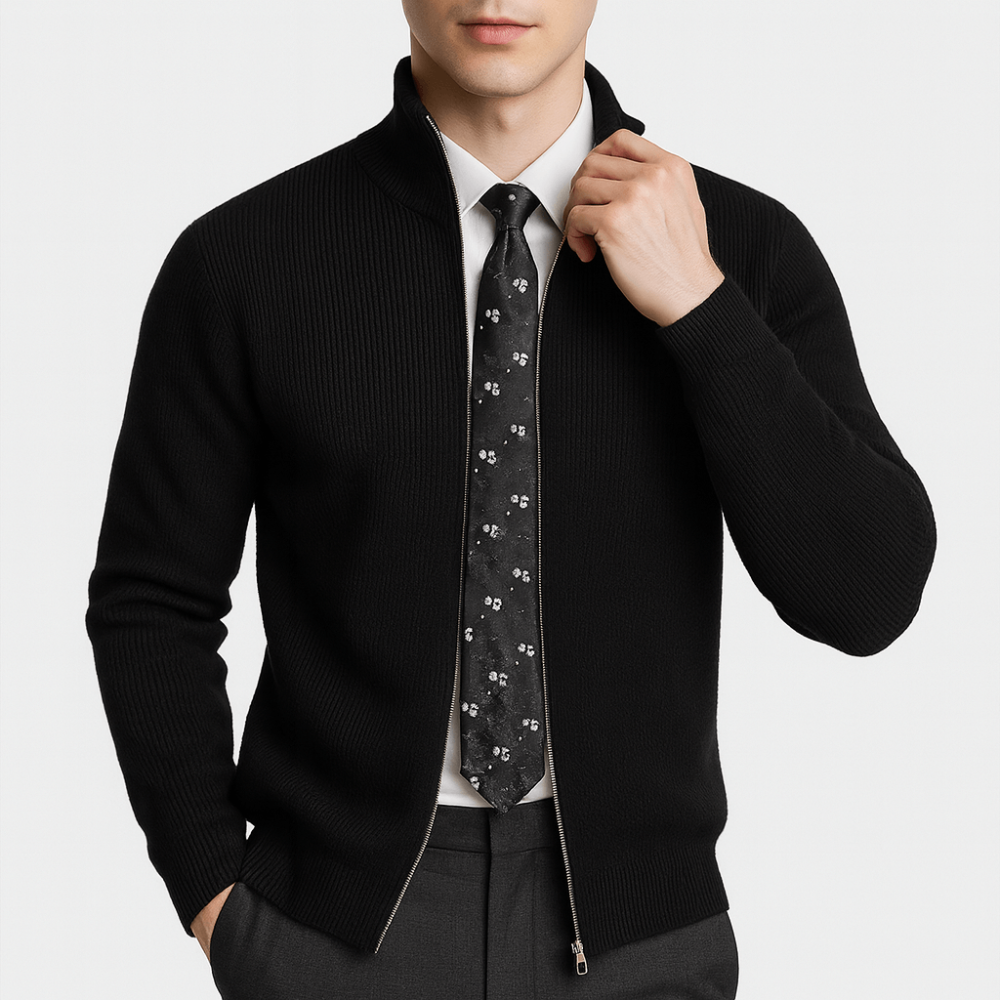 Soft Men's Crew Neck Zip Sweater