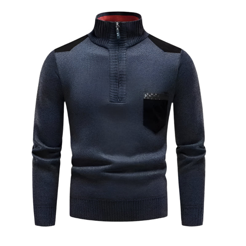 Colourful Patchwork Mens Half Zip Sweater