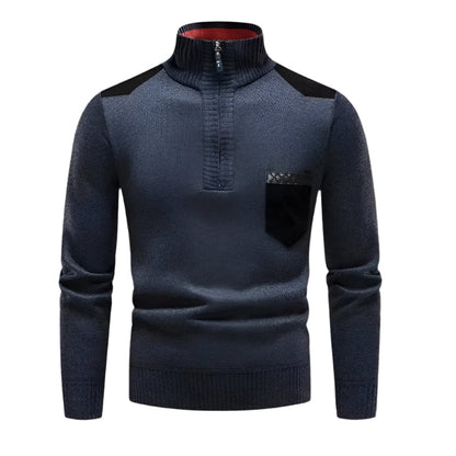 Colourful Patchwork Mens Half Zip Sweater