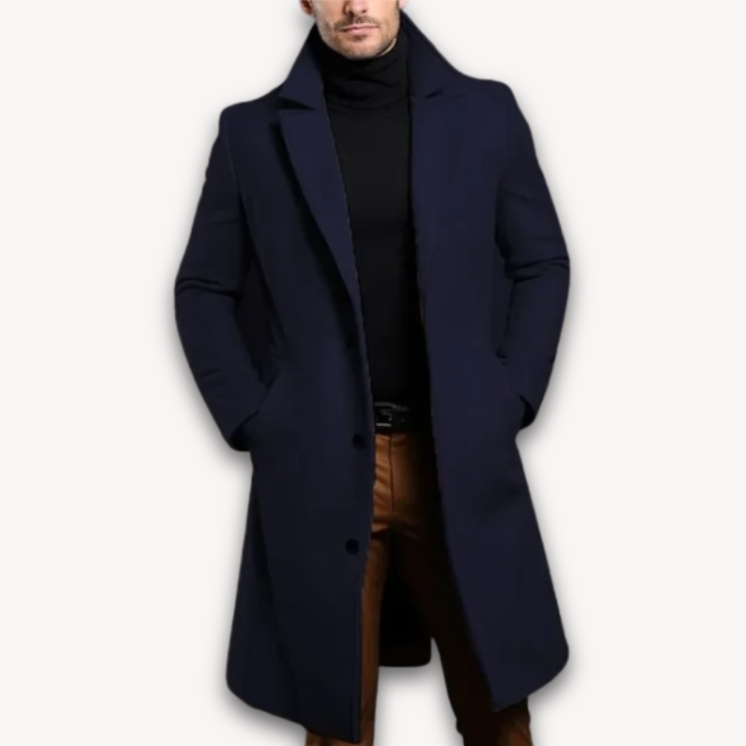 Classic Mens Black Winter Coat Slim Fit