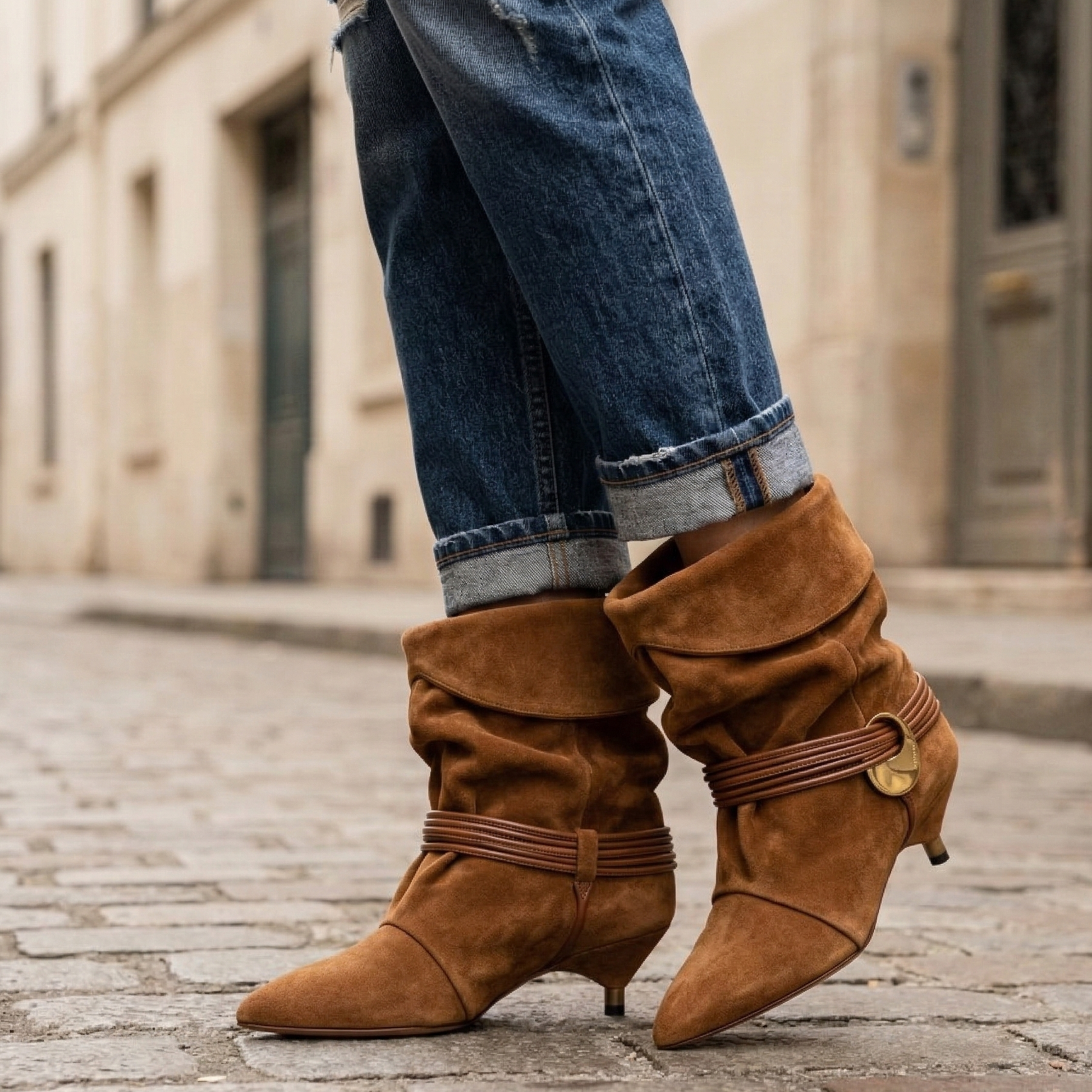 Low Heel Slouch Boots for Women - OutfitLondon