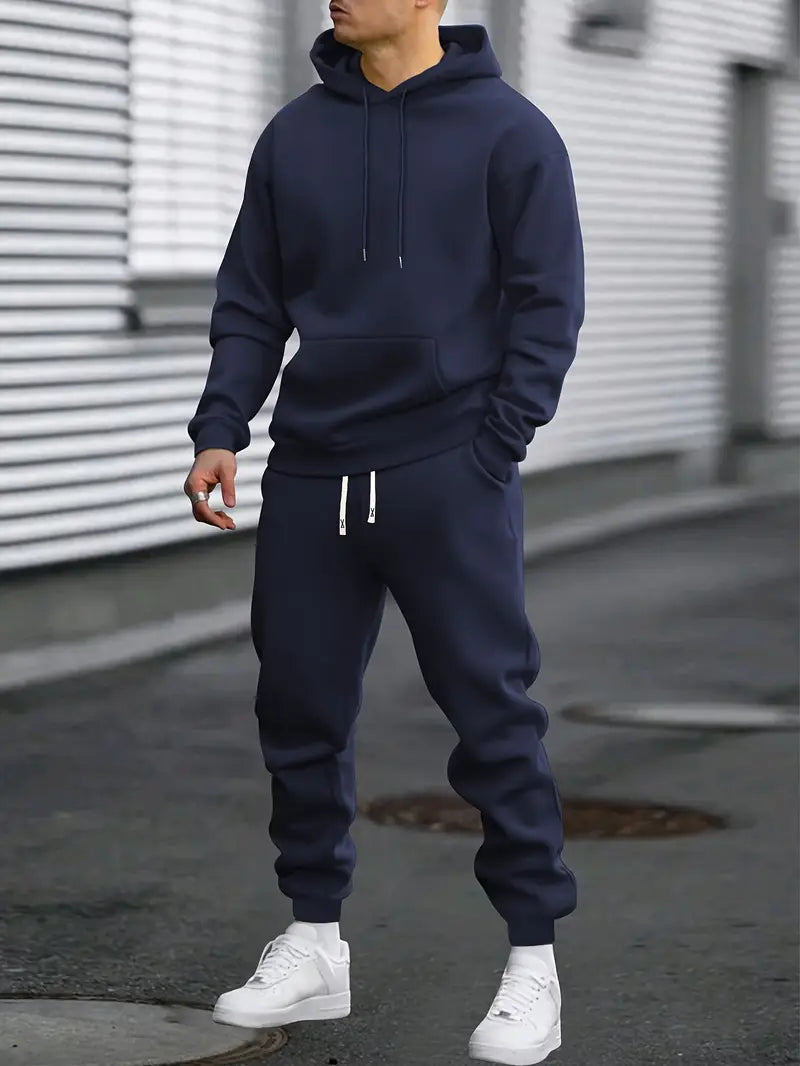 Men's 2-Piece Fleece Hoodie Tracksuit Set