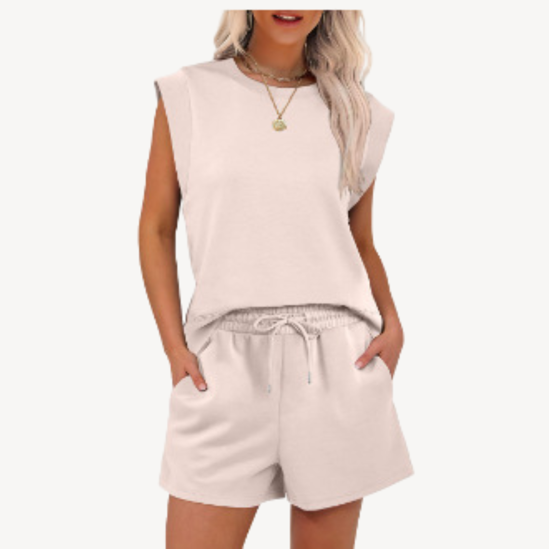 Relaxed Fit Ladies Cotton Shorts Set