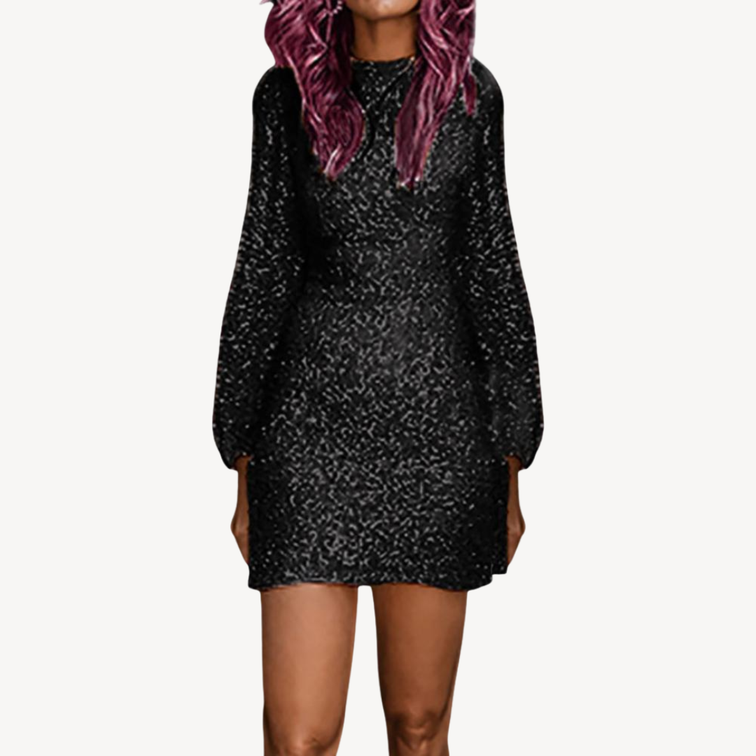 Glittery Short Sleeve Party Dress